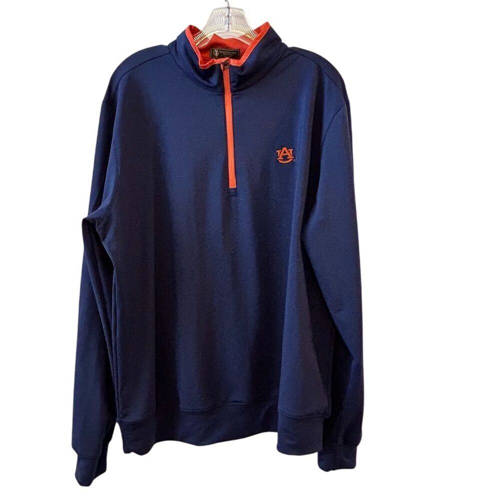 Robert Trent Jones Men's L Blue Quarter-Zip Pullover Auburn Logo Golf‎ Casual